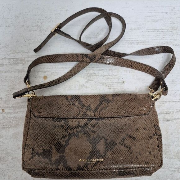 Divina Firenze LEATHER HANDBAG Snakeskin Print Abbi Crossbody Convertible - Picture 11 of 12